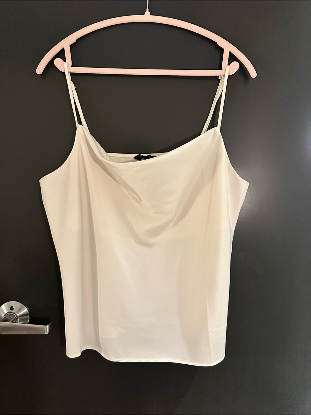 banana republic spaghetti strap cowl neck satin boxy tank large ivory